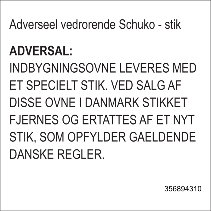 Schuko-støpsel tilkoblet bakover